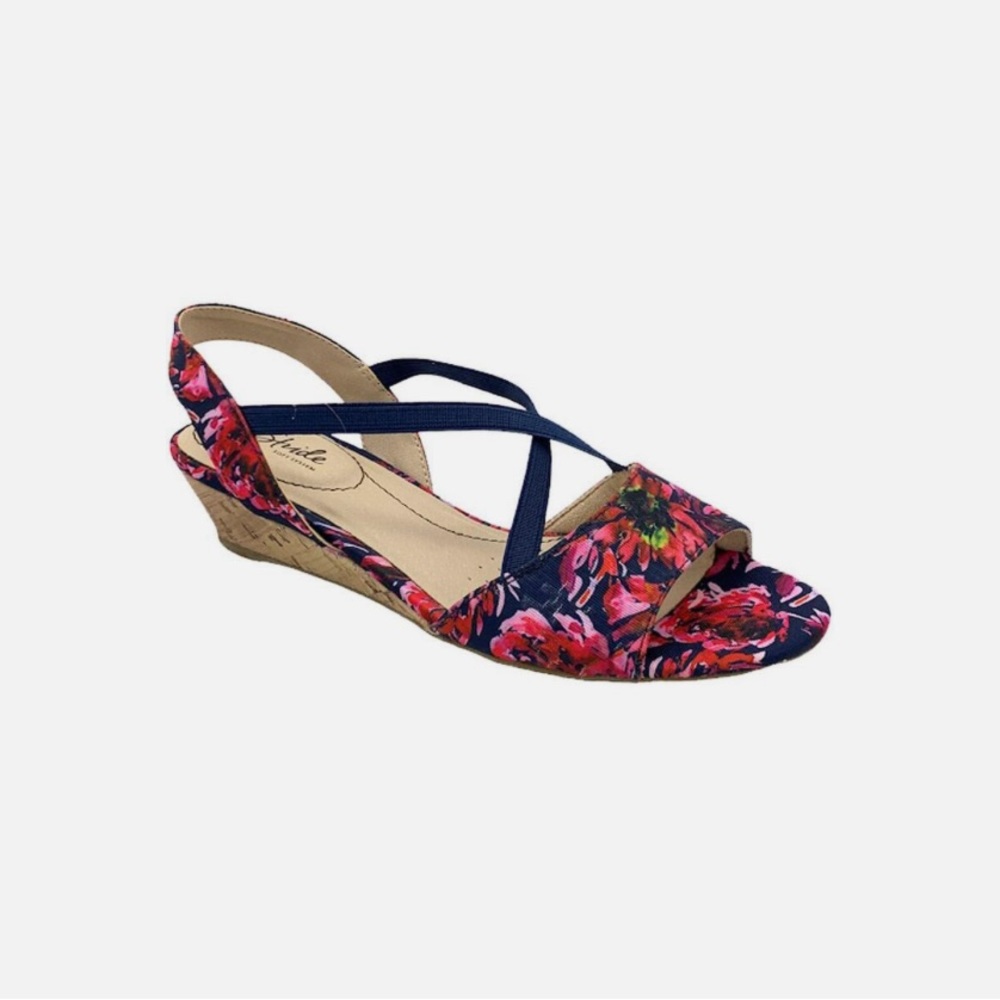 Lifestride YOLO Cork Wedge Navy/Pink Sandals